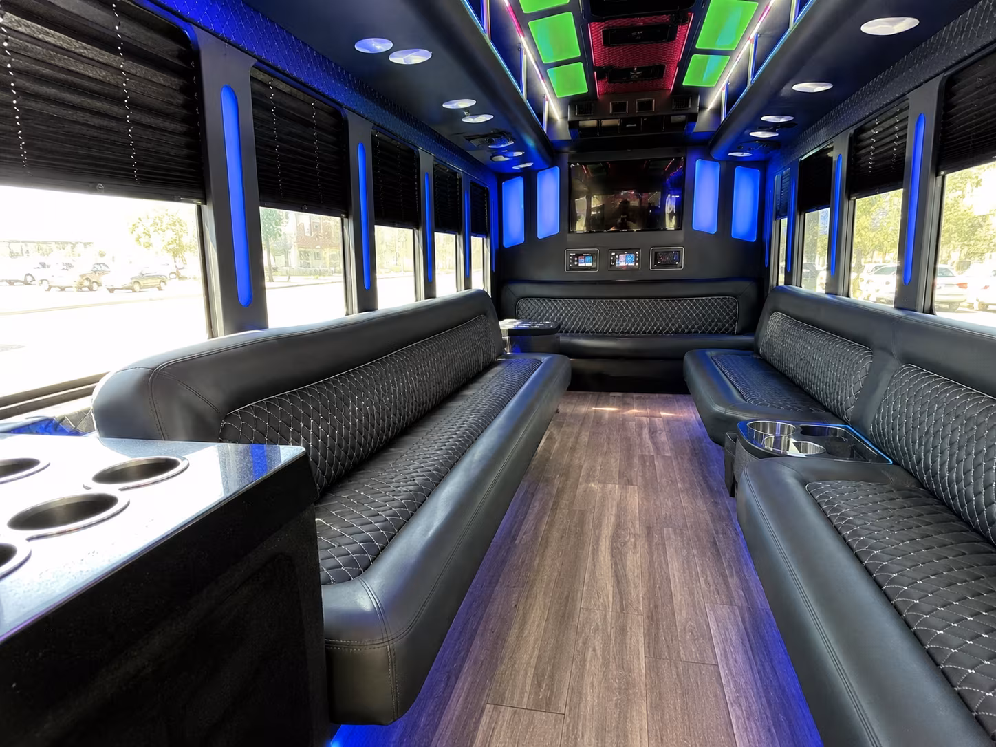 wellington 15 passenger party bus inside