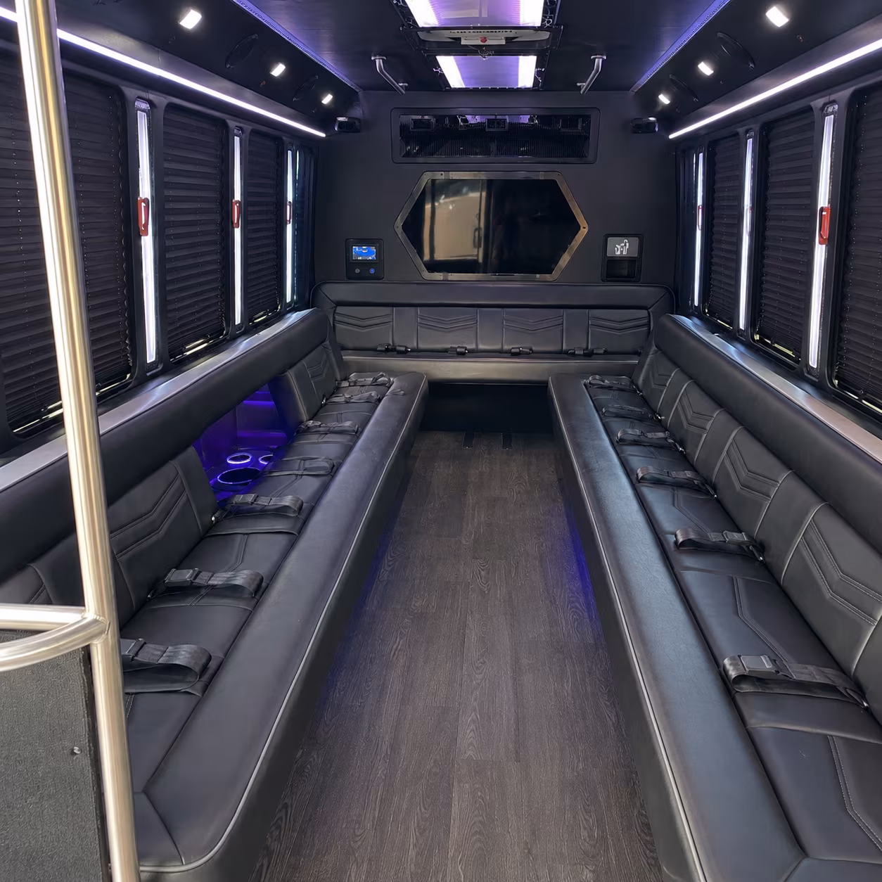 wellington 18 passenger party bus interior
