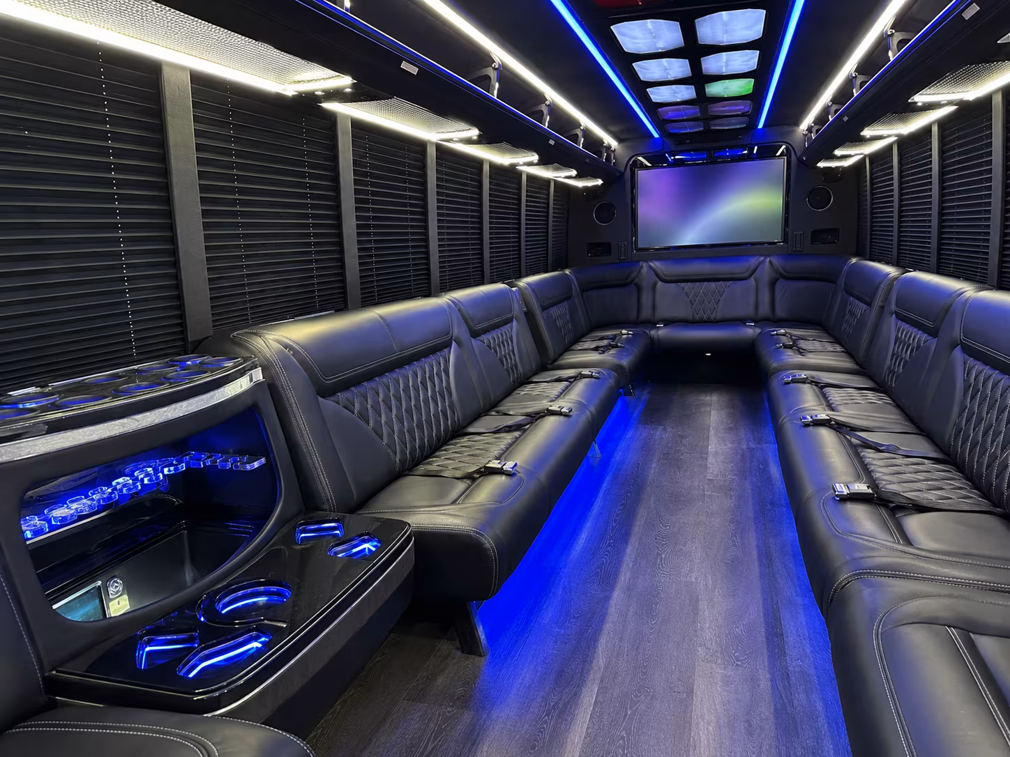wellington 20 passenger party bus inside