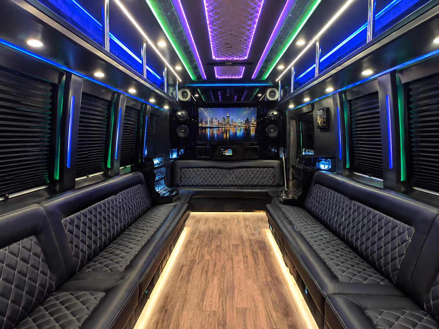 wellington 25 passenger party bus interior