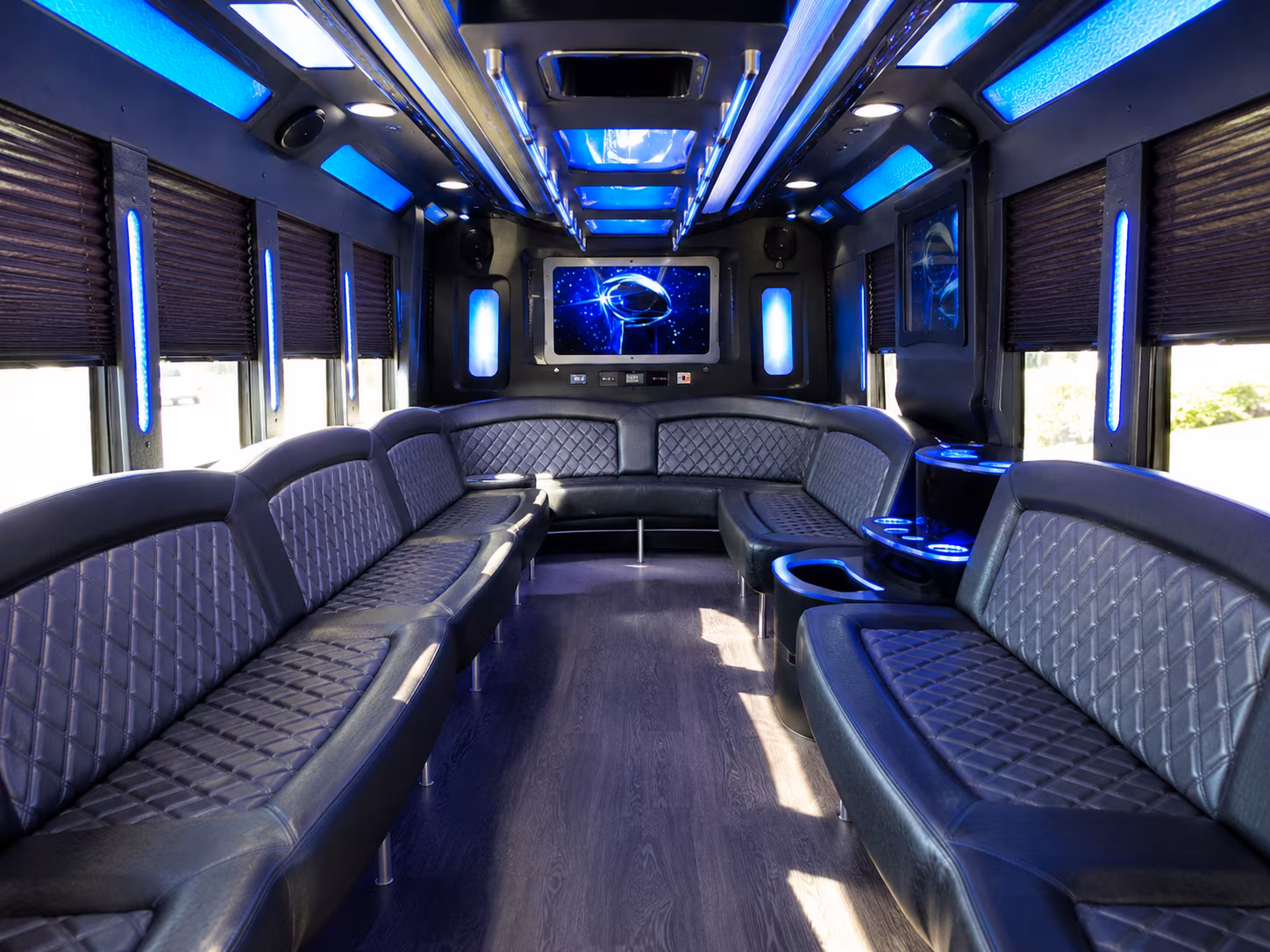 wellington 28 passenger party bus inside