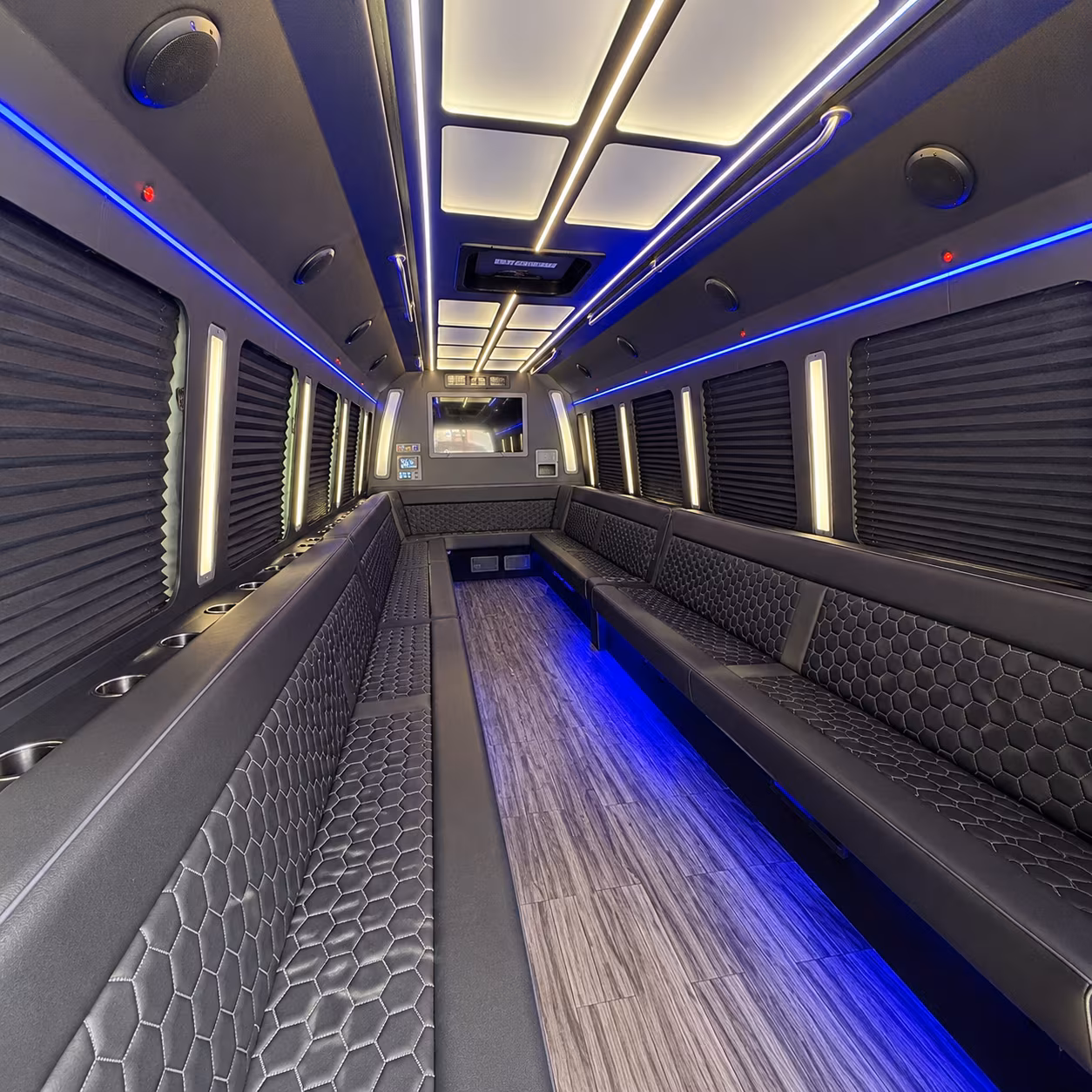 wellington 30 passenger party bus interior
