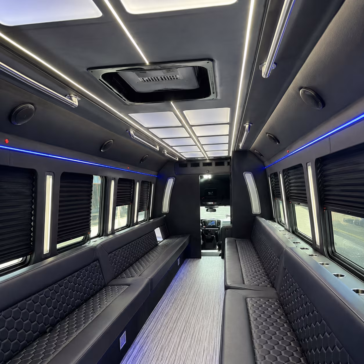 wellington party bus rental interior
